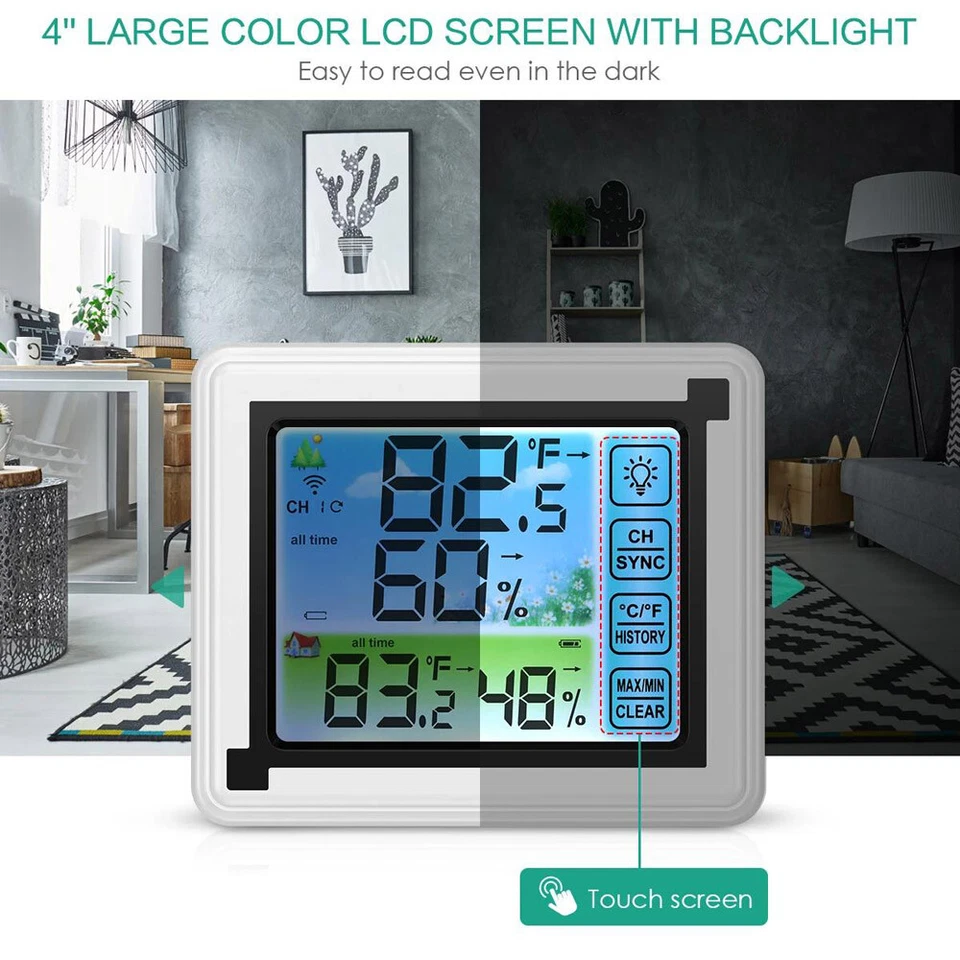 Wireless Digital LCD Indoor & Outdoor Weather Station Clock Calendar Thermometer - Image 3 of 4