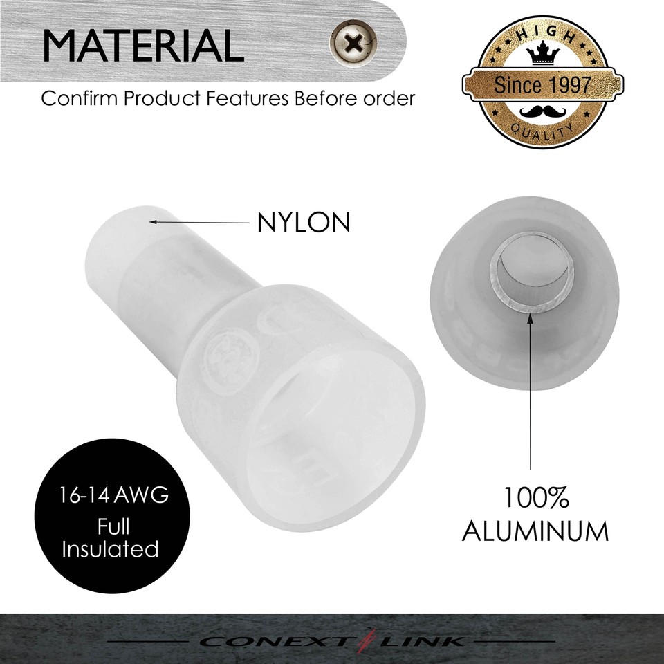 100 Closed End Crimp Cap Terminal Connector 1614 GA AWG Gauge Wire Car