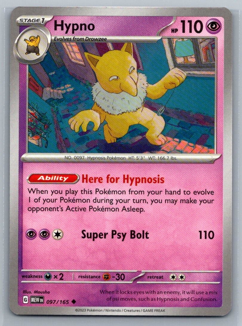 Hypno 97/165 Scarlet & Violet 151 Uncommon Pokémon TCG 2023