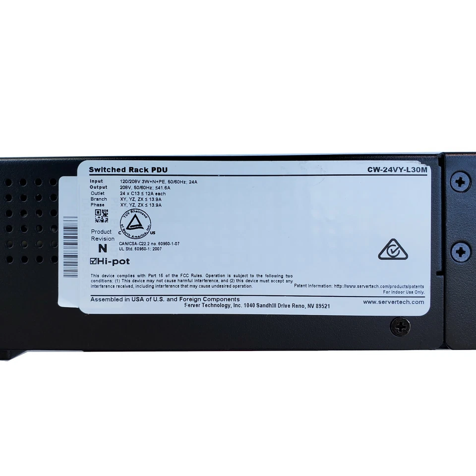 Server Technology CW/CX-24VY-L30M Switched PDUs 208V 3-Phase 50-Outlets L21-30P - Image 2 of 4