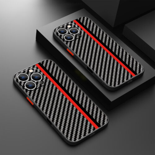 Coque Rigide Mince Fibre Carbone Antichoc Pour iPhone 16 Pro Max 15 14 13 12 11 - Zdjęcie 4 z 20