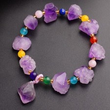 Bracelet Unshaped Amethyst Crystal Bracelet Rough Stone Chalcedony