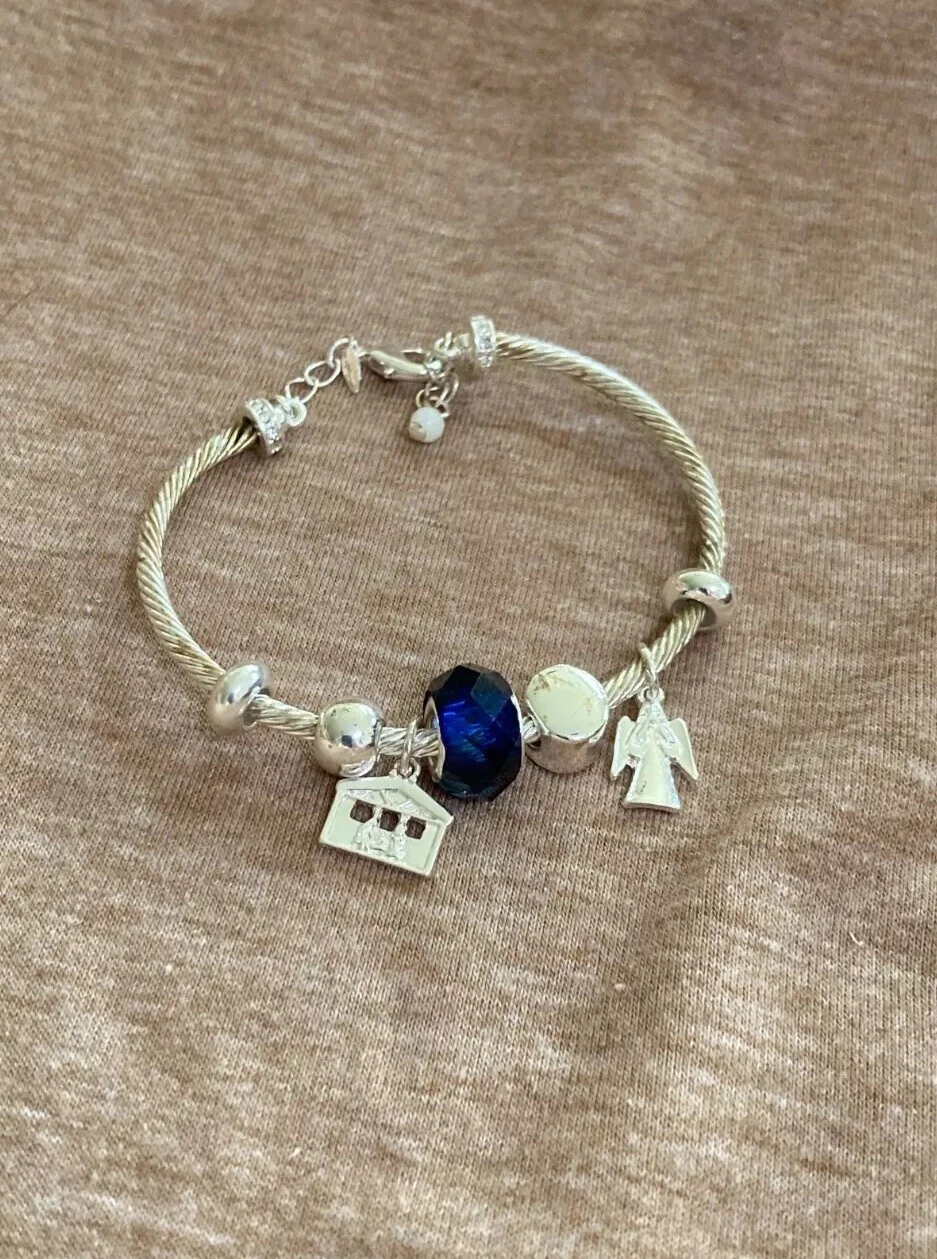 COACH SAG Slide In Charm Bracciale Angelo Manager Natale Fiocco di Neve Perlina Blu C61 19
