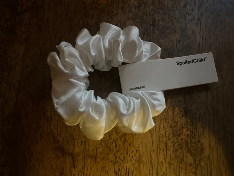 Spoiled Child Scrunchie White Satin Hair Accessory New With Tags