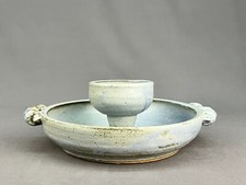 Bill Heyduck Pottery Stoneware Blue Glazed 10 1/4" Chip & Dip Bow c . 2001: MINT
