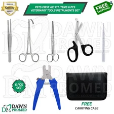Pets First Aid Kit Items 6 Pcs Veterinary Tools Instruments Set German Grade