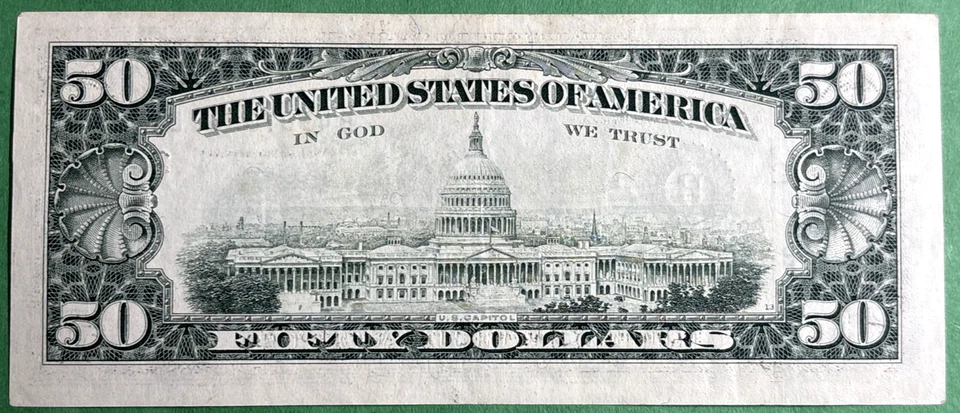 Series 1993-New York $50 Fifty Dollar Bill Fed Reserve Note Crisp AU B49073887D - Image 2 of 2