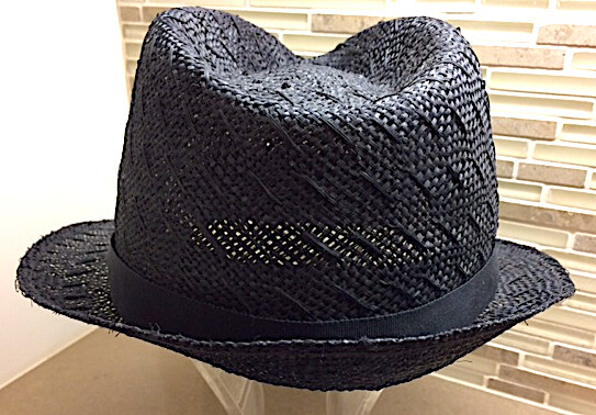 Very Rare Vintage (Unused) MAKINS Hand Made Jet Black Woven Fedora XL/L