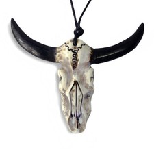 XXL Handarbeit Stier Büffel Buffalo Amulett Anhänger Horn Bone Knochen PB337