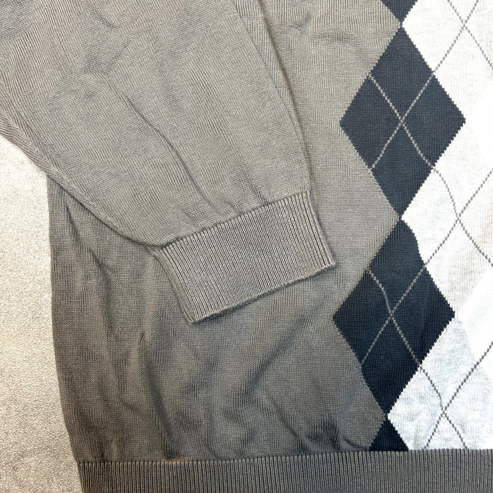 Lacoste Knitted Jumper Mens XL Argyle Diamonds Pullover V-Neck Sweater, Grey image 6