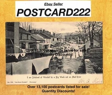 CT Winsted 1906 antique postcard BIG WASH OUT LAUNDRY & HOUSES Connecticut