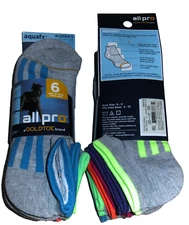 6 Pairs Womens Gold Toe All Pro Aqua FX Cushioned Moisture Wicking Low Cut Socks