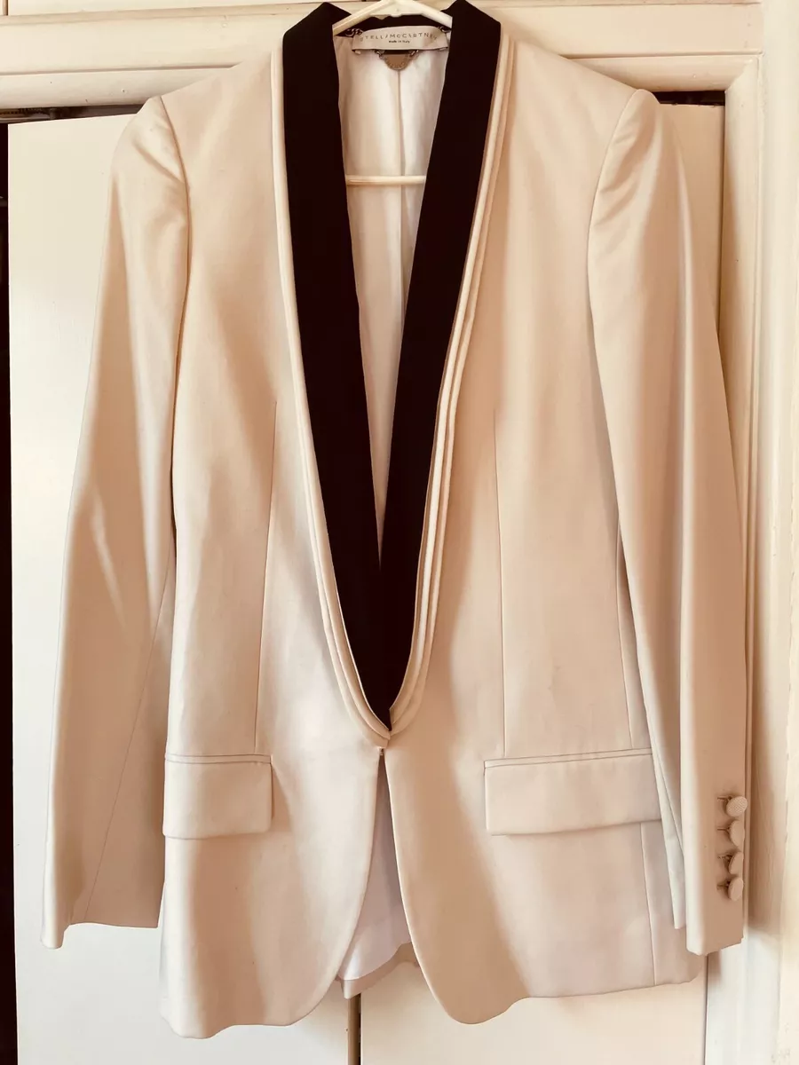 Very Rare! Stella McCartney Triple-Lapel Tuxedo Jacket, White w/blk lapel, sz 40