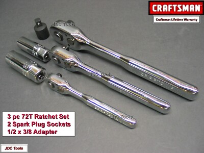 CRAFTSMAN 3pc Low Profile 1/4 3/8 1/2 dr 72 Tooth Ratchet set new