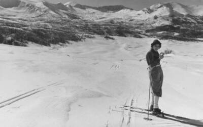 Skier On Velino Mountains Massa D'Albe L'Aquila Italy 1920-30 OLD PHOTO