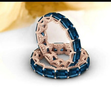 Natural London Blue Topaz Full Eternity Band 925 Sterling Silver Stackable Band