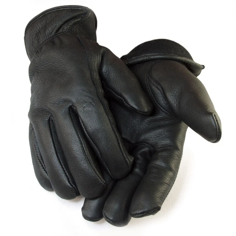 Casual Real Deerskin Leather Gloves, Thinsulate Lined, Black, XL