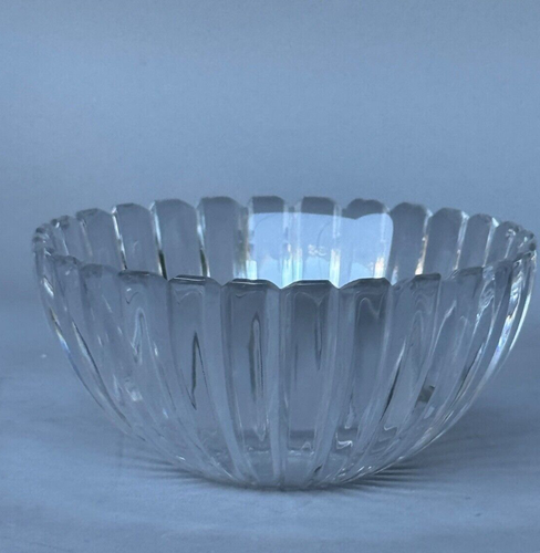 Vintage Signed Tiffany & Co. Scalloped Ribbed Crystal Bowl 3.25" x 6.25" Excell