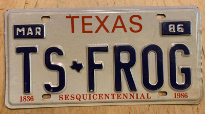 1986 TXS VANITY AUTO LICENSE PLATE