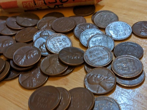 1956 P  Lincoln Wheat Cent Penny Roll Circulated F-VF Free Shipping