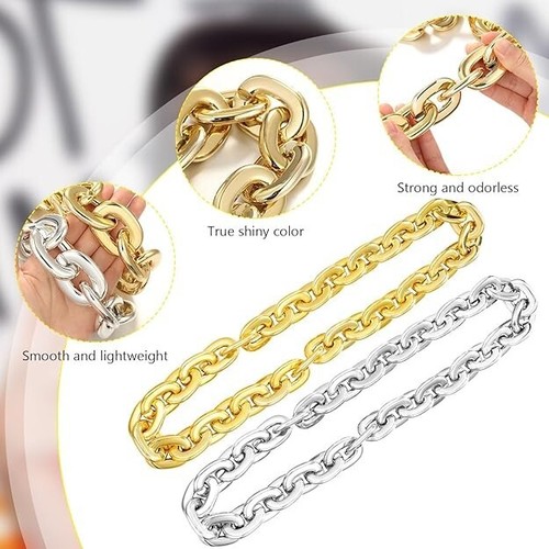 Hip Hop Large Thick Acrylic Plastic Cuban Link Chain Jewelry Necklace 32in 80cm - Picture 4 of 23