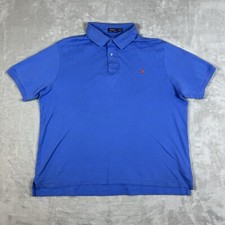 Polo Ralph Lauren Shirt Mens 2XB Big Blue Short Sleeve Casual Cotton Red Pony