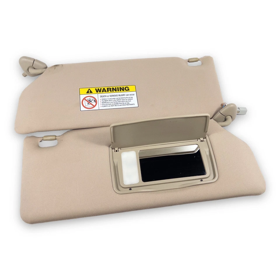 2006-2014 Honda Ridgeline Driver & Passenger Side Sun Visor Pair Set Tan Cloth - Image 4 of 4