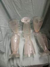 Vintage Jeanette Glass Iris Clear 8 oz Footed 5 Tumblers Glasses