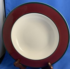 Pagnossin Ironstone Trevino Spa Maroon Rim Soup Bowls Italy