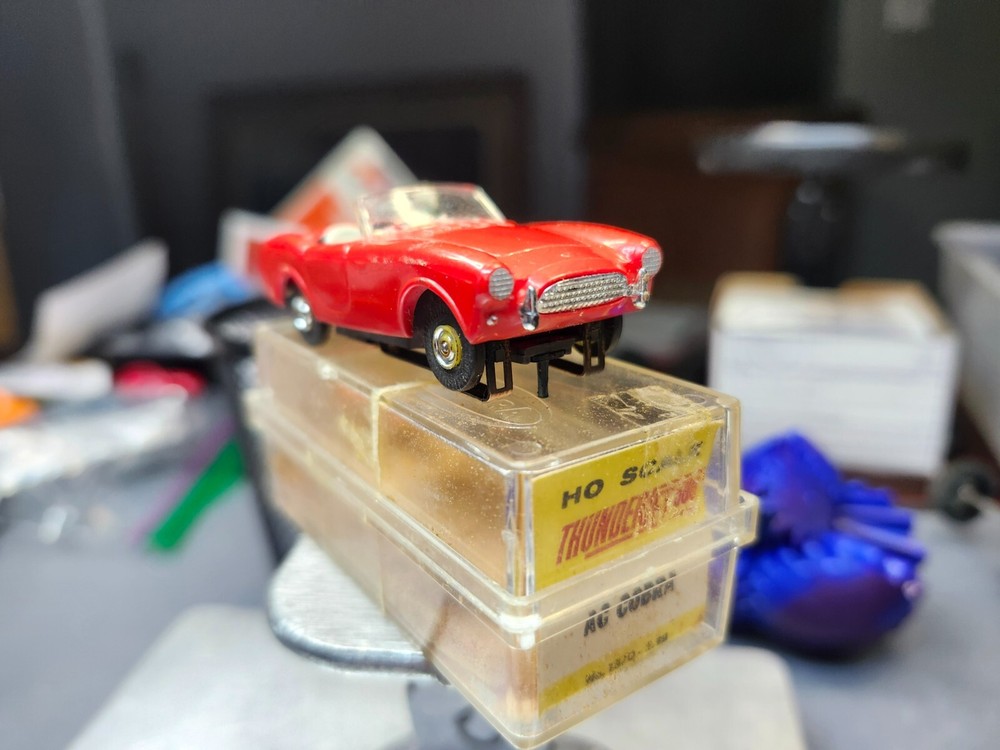 Aurora Red AC Cobra T-Jet HO Slot Car in Display Case