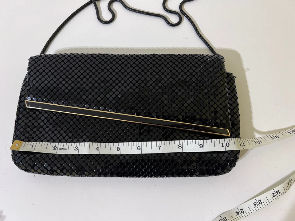 Bolsa de noite vintage de malha de alumínio ouro preto bolsa de embreagem alça de corrente serpentina - Imagem 4 de 4