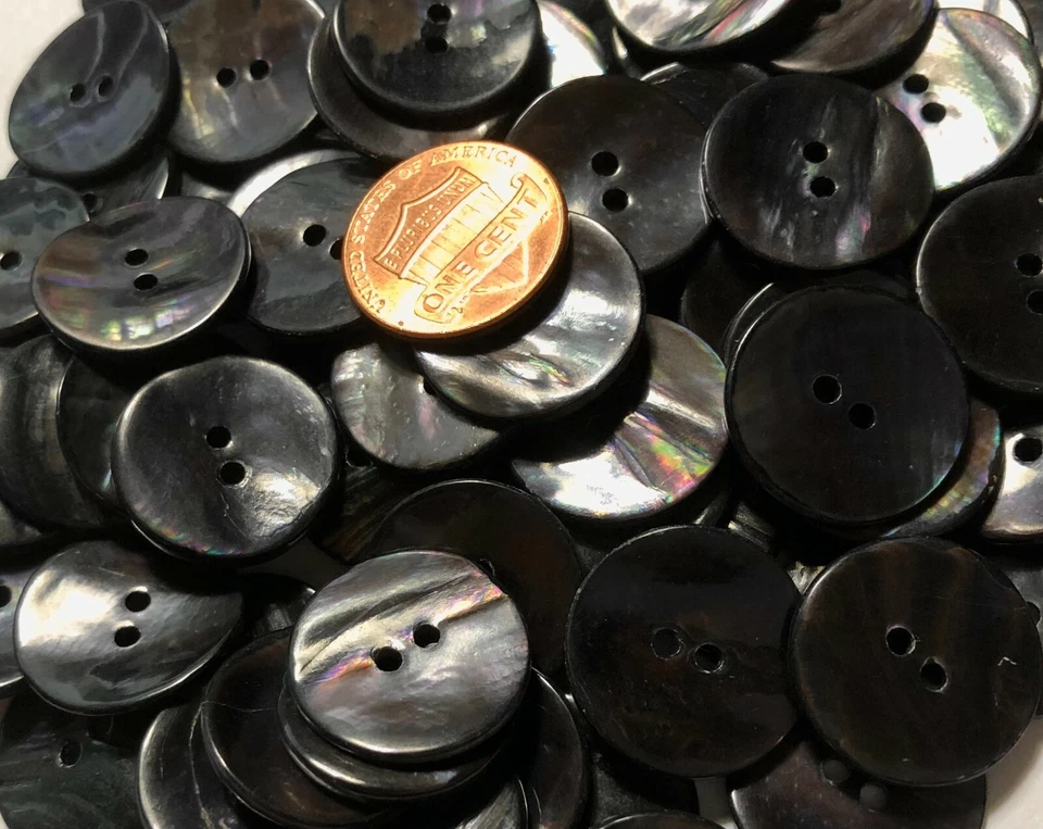 6 PC ONLY Curved VERY DARK Brown Natural Mussel Shell Buttons 19mm 3/4" 11684 - Image 2 of 4