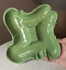 VINTAGE Arnels 1974 Green Ceramic Abstract Mid-Century Ashtray MCM