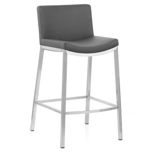 Capone Faux Leather Fixed Height Kitchen Brushed Steel Bar Stool