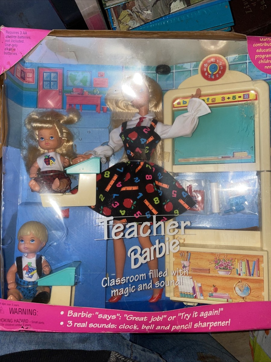 Barbie 1995 Mattel Teacher Barbie Doll & Kids Set All Blonde No