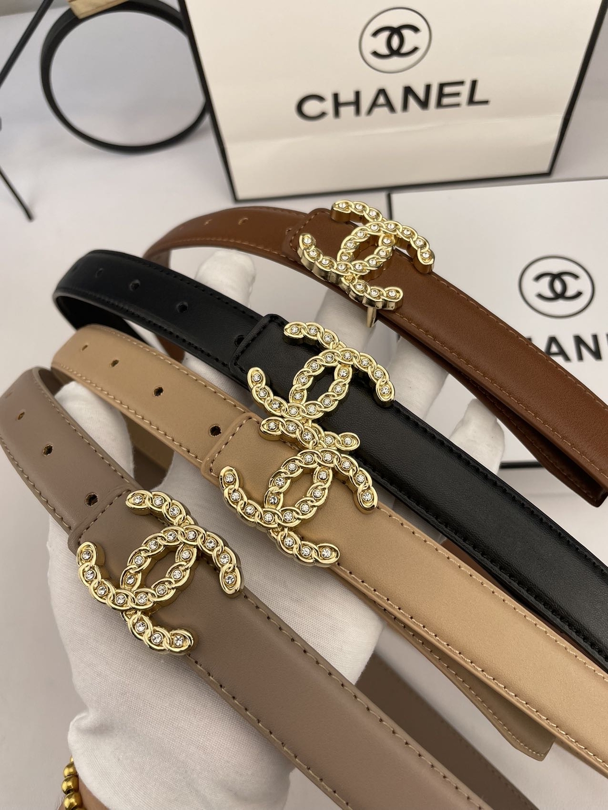 Ladies' Double C Belt Smooth Buckle Belt Fashionable and Versatile