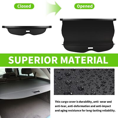 Rear Cargo Cover for 2011-2021 Jeep Grand Cherokee Retractable Trunk Shade Black