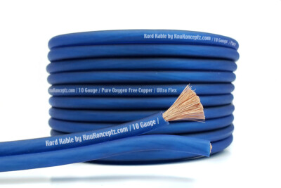 KnuKonceptz Kord Speaker Wire Ultra Flex Blue OFC 10 Gauge Cable 25' True AWG
