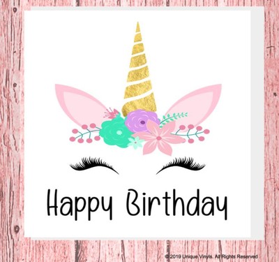 Joyeux Anniversaire Licorne 6 X 6 Carte Blanche Licorne Carte D Anniversaire Vide A L Interieur Ebay