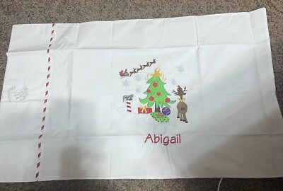 New Personalized Pillowcase  Abigail  Kids White Christmas Embroidered Santa