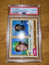 1981 Vintage Topps # 4 Henderson Raines Stolen Base Ldrs PSA 8 NM-MT 1/2 OFF SHP