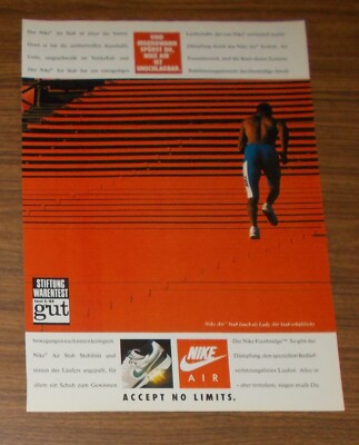 Seltene Werbung vintage NIKE AIR STAB - Accept no Limits 1989