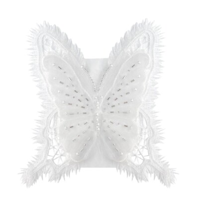 Delicate Pearls Butterfly Sew Patches Trimmings Applique Wedding Gown DIY