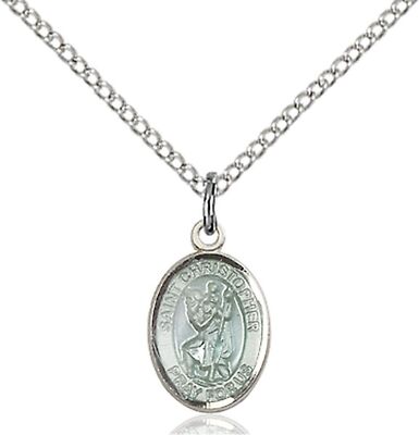 Sterling Silver Saint Christopher Medal Pendant Necklace 18'' Chain GiftBox