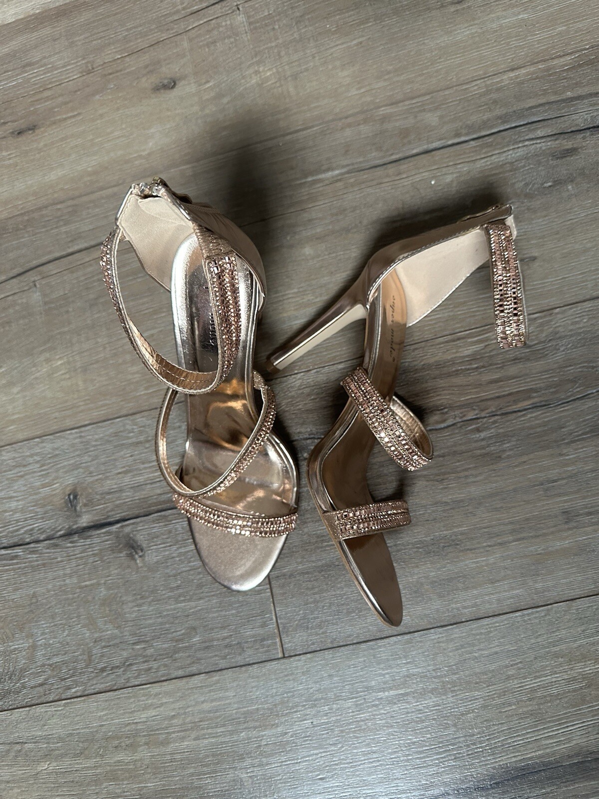 Rose Gold Strappy Heels Size 6