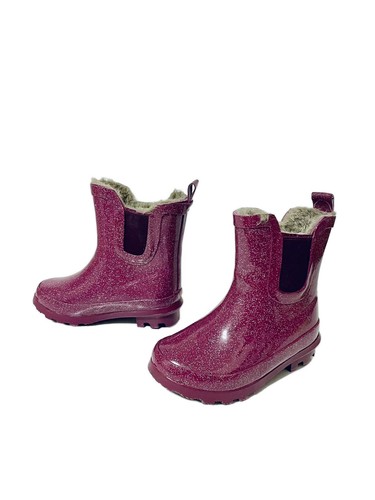 Lily & Dan Mädchen Regen Booties zum Überziehen Glitzer rosa Kunstfellfutter - NEU - Bild 6 von 10