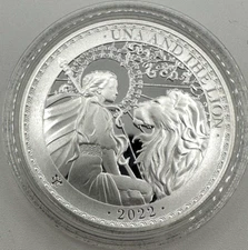 2022 St Helena Una and the Lion 1 oz .999 Silver Proof Coin BOX/COA #16/1500