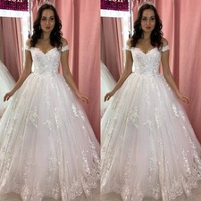 Elegant Wedding Dress Off The Shoulder Luxury Lace Appliques A Line Bridal Gown