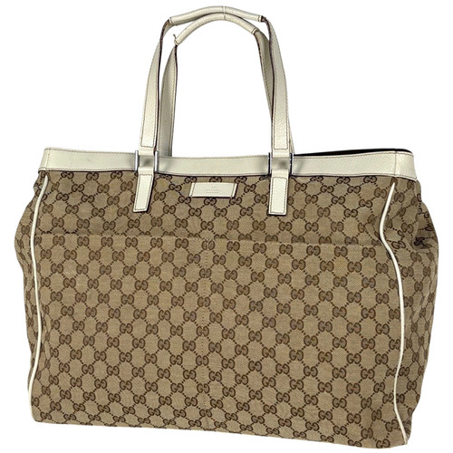 Gucci Gg Pattern Tote Bag Handbag Canvas Beige White 153213 Ladies Used