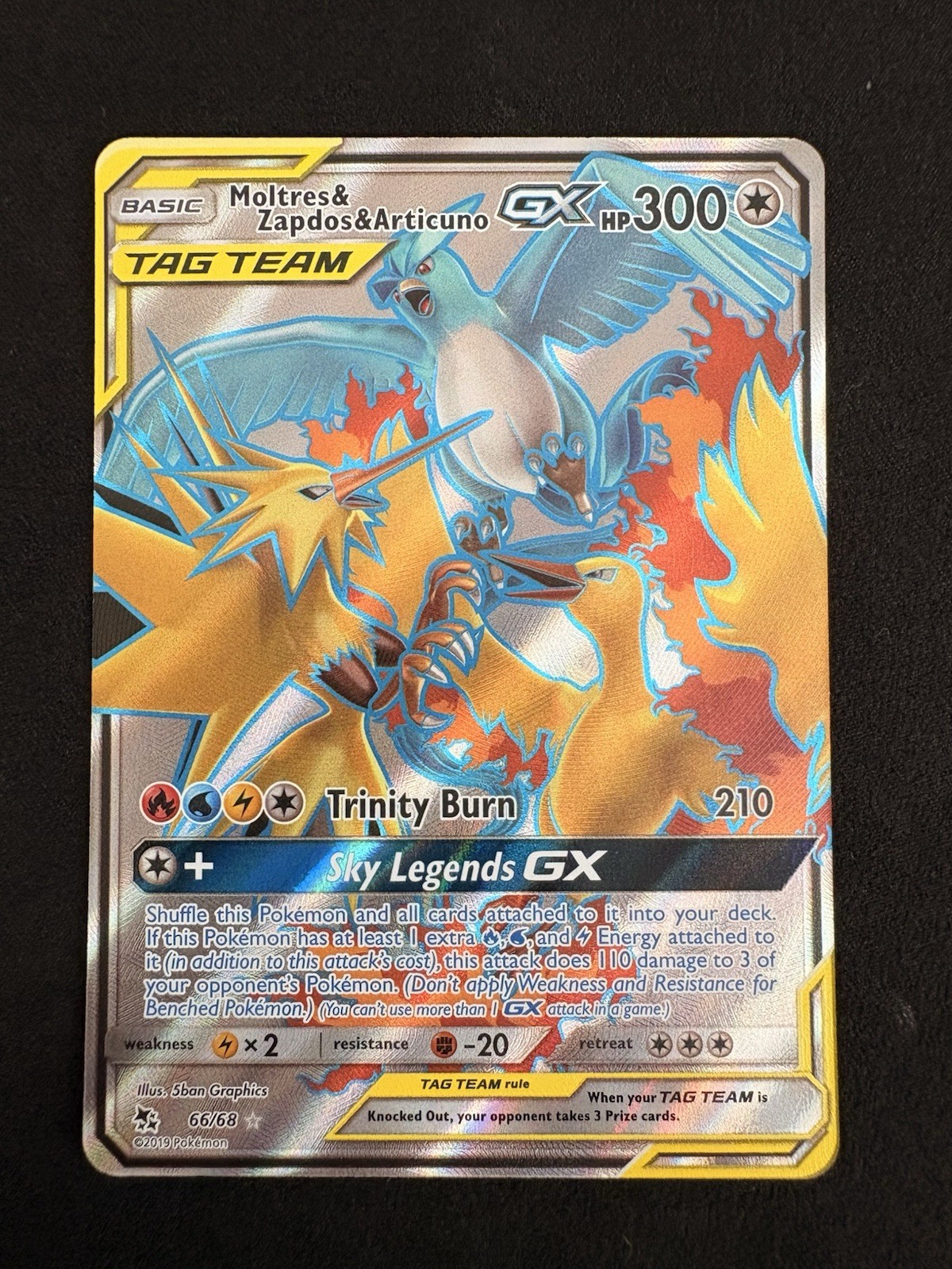 Moltres Zapdos Articuno GX Tag Team Holo Card 66/68 Ultra Rare Full Art MINT